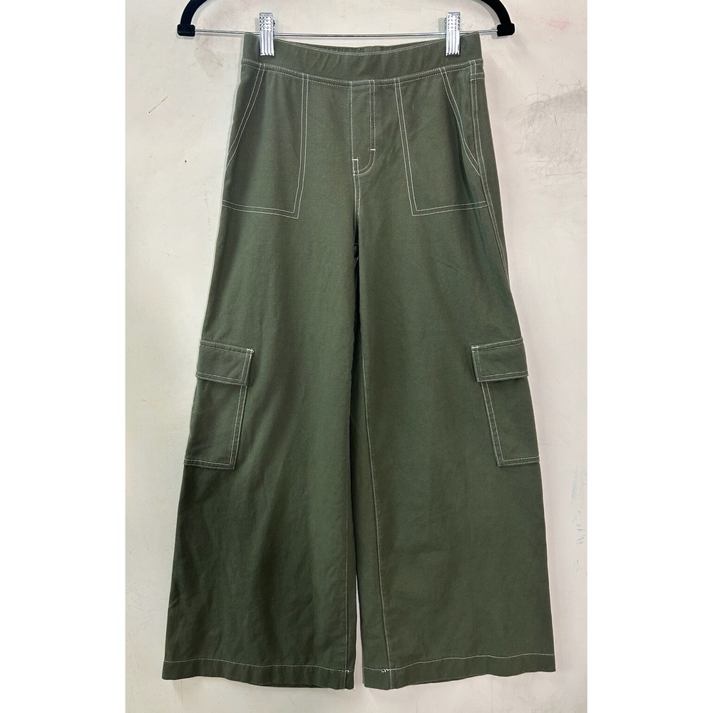 H&M Juniors Size 16 Wide Leg Trousers Cargo Dark‎ Khaki Green Gorp Goblin Core